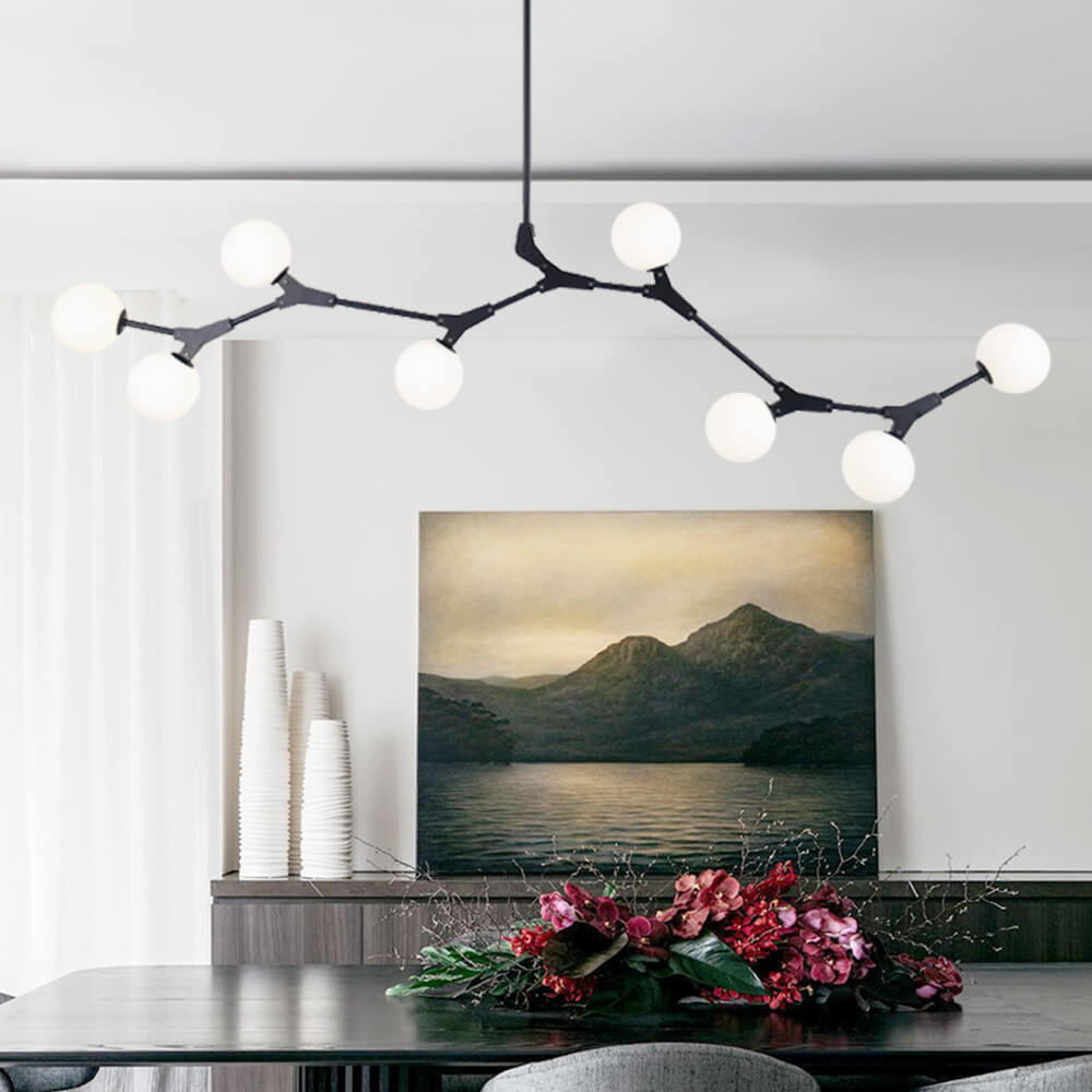 Mid - Century Modern 8 Light Branching Linear Chandelier - LightfixturesUAE