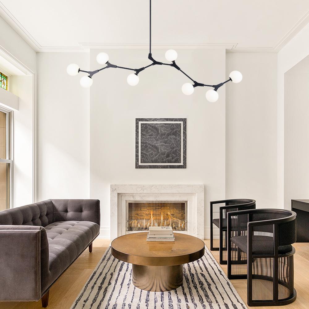 Mid - Century Modern 8 Light Branching Linear Chandelier - LightfixturesUAE