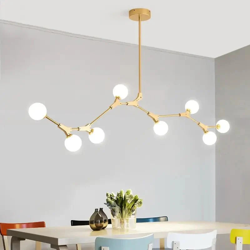 Mid - Century Modern 8 Light Branching Linear Chandelier - LightfixturesUAE