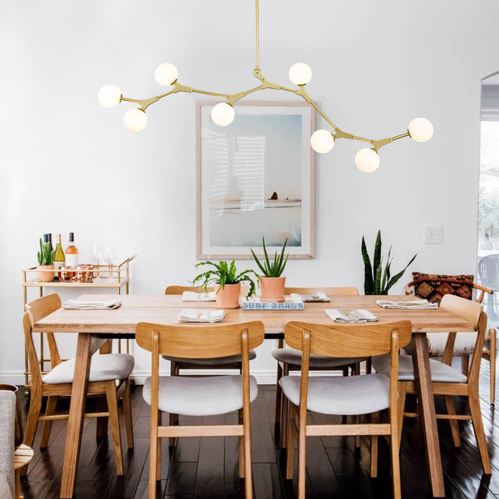 Mid - Century Modern 8 Light Branching Linear Chandelier - LightfixturesUAE