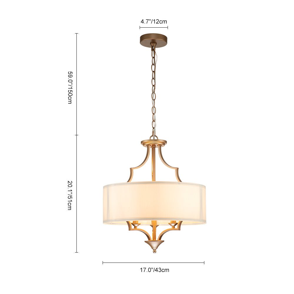 Mid - century Modern Drum Fabric Shade Chandelier - LightfixturesUAE