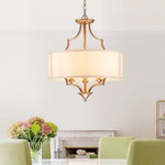 Mid - century Modern Drum Fabric Shade Chandelier - LightfixturesUAE