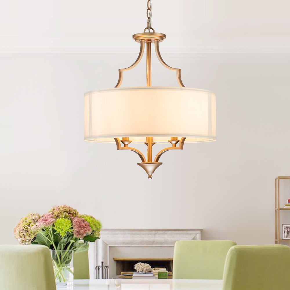 Mid - century Modern Drum Fabric Shade Chandelier - LightfixturesUAE