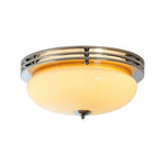 Mid - Century Modern LED Round Bowl Glass Chrome Ceiling Light - LightfixturesUAE