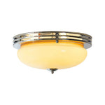 Mid - Century Modern LED Round Bowl Glass Chrome Ceiling Light - LightfixturesUAE
