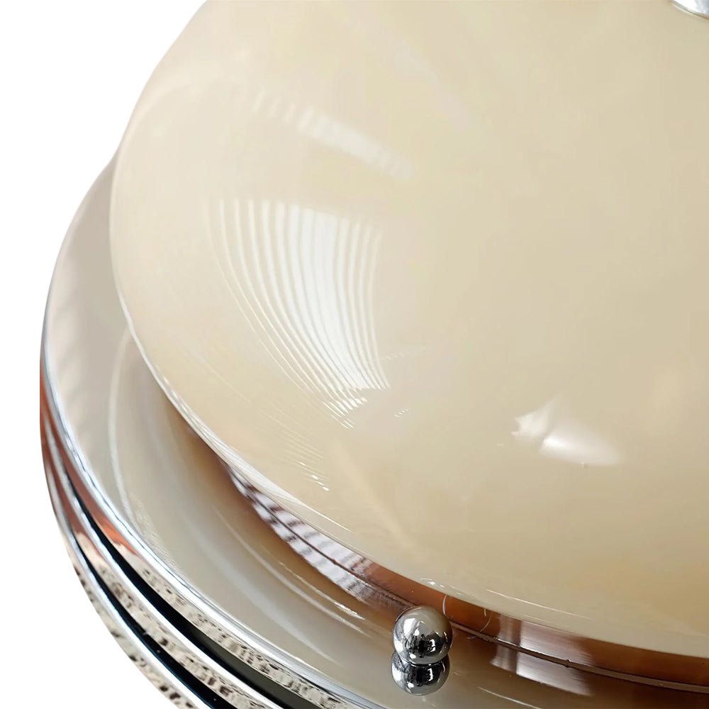 Mid - Century Modern LED Round Bowl Glass Chrome Ceiling Light - LightfixturesUAE