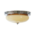 Mid - Century Modern LED Round Bowl Glass Chrome Ceiling Light - LightfixturesUAE