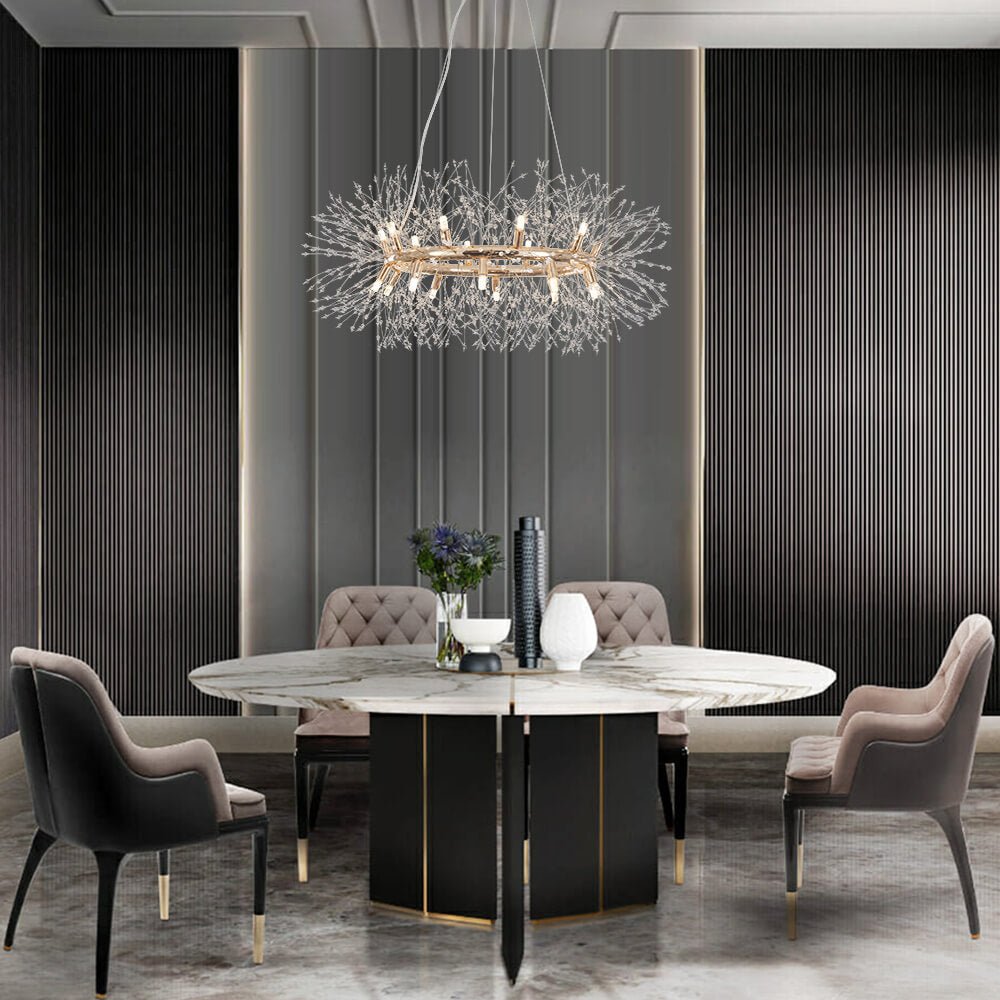 Mid - century Modern Round Firework Dandelion Chandelier - LightfixturesUAE