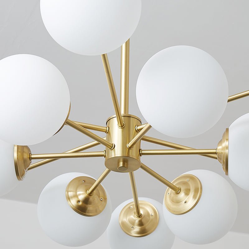 Mid - Century Modern Sputnik Opal Globe Chandelier - LightfixturesUAE