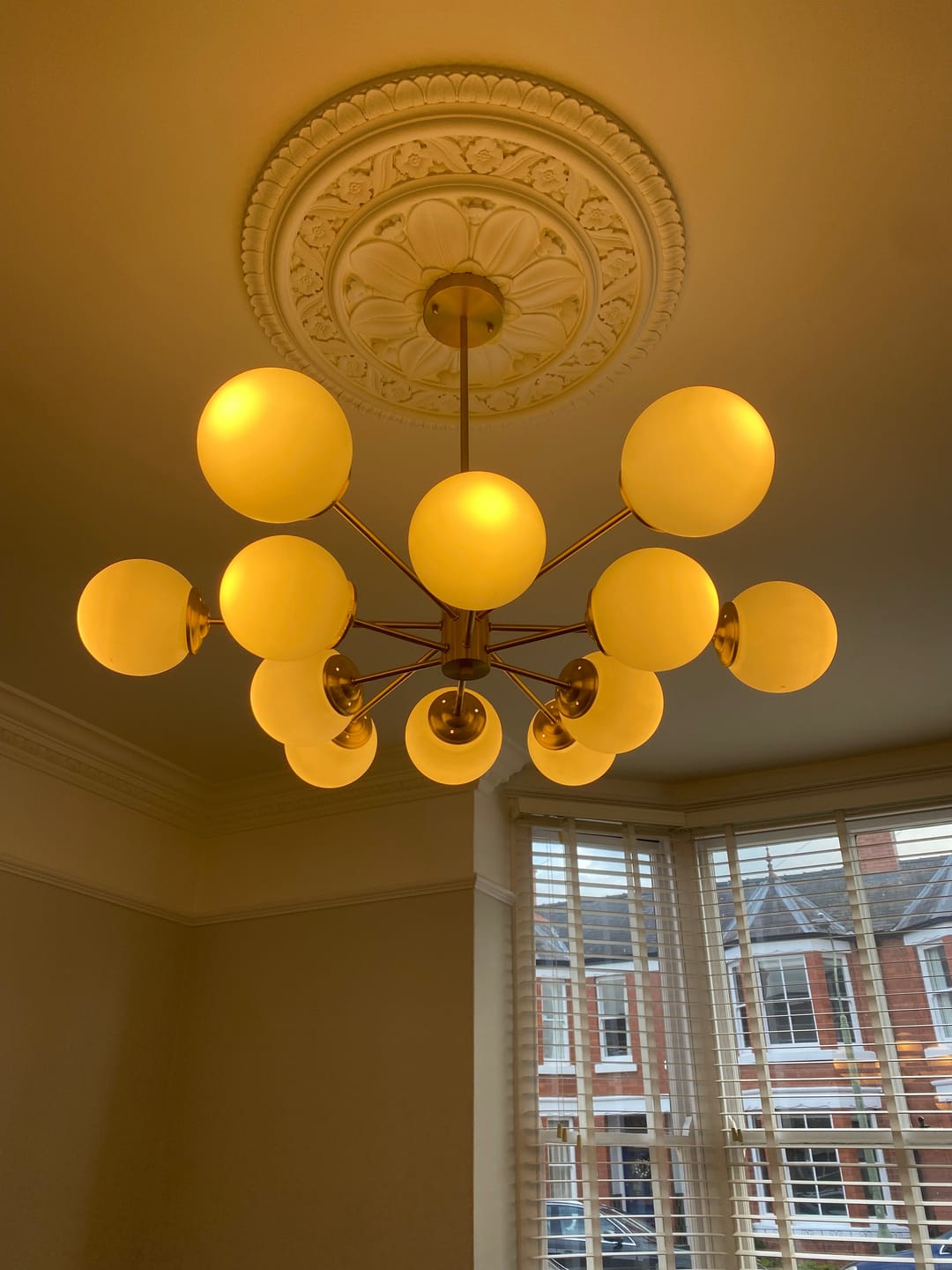 Mid - Century Modern Sputnik Opal Globe Chandelier - LightfixturesUAE