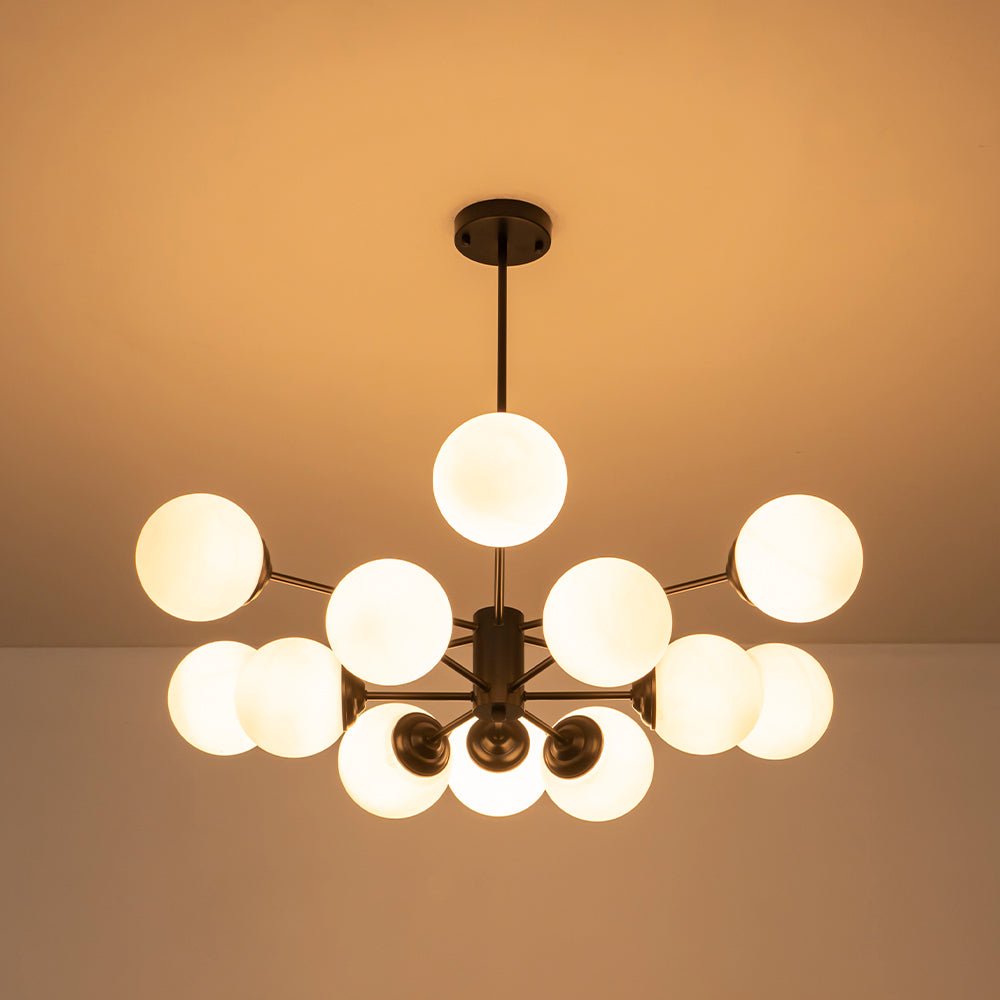 Mid - Century Modern Sputnik Opal Globe Chandelier - LightfixturesUAE