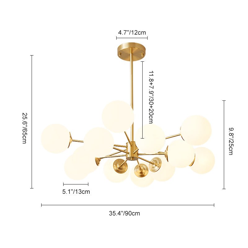 Mid - Century Modern Sputnik Opal Globe Chandelier - LightfixturesUAE