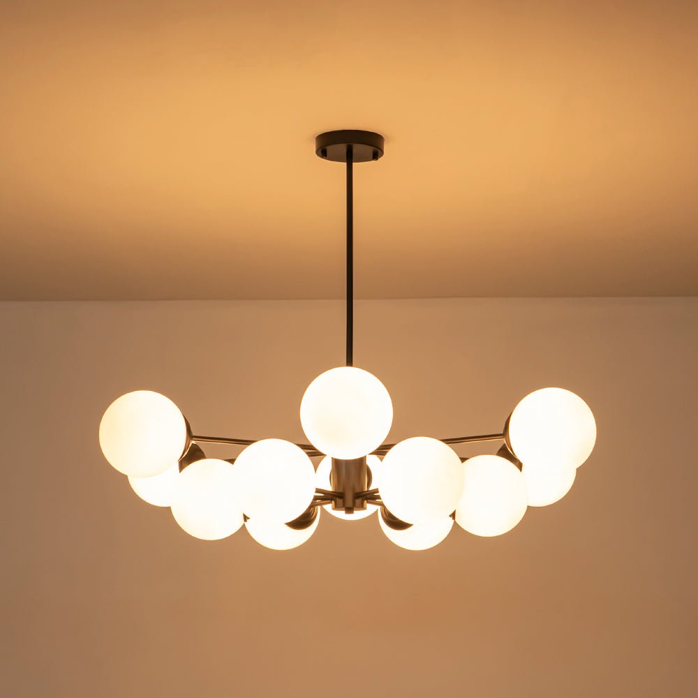 Mid - Century Modern Sputnik Opal Globe Chandelier - LightfixturesUAE
