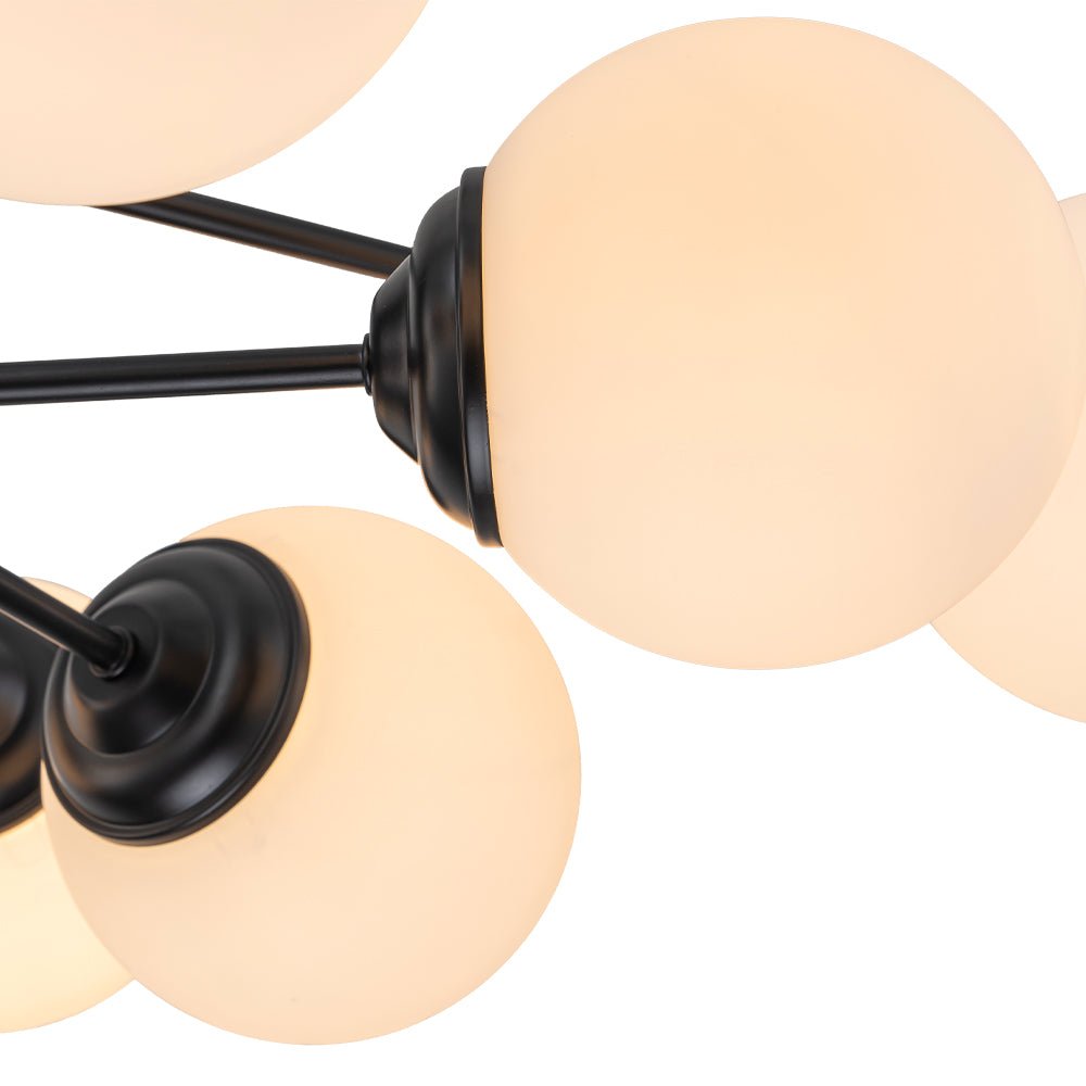 Mid - Century Modern Sputnik Opal Globe Chandelier - LightfixturesUAE