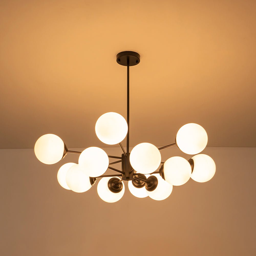 Mid - Century Modern Sputnik Opal Globe Chandelier - LightfixturesUAE