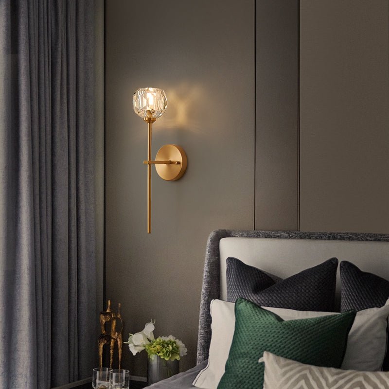 Mid - Century Needle Brass Crystal Wall Sconce - LightfixturesUAE