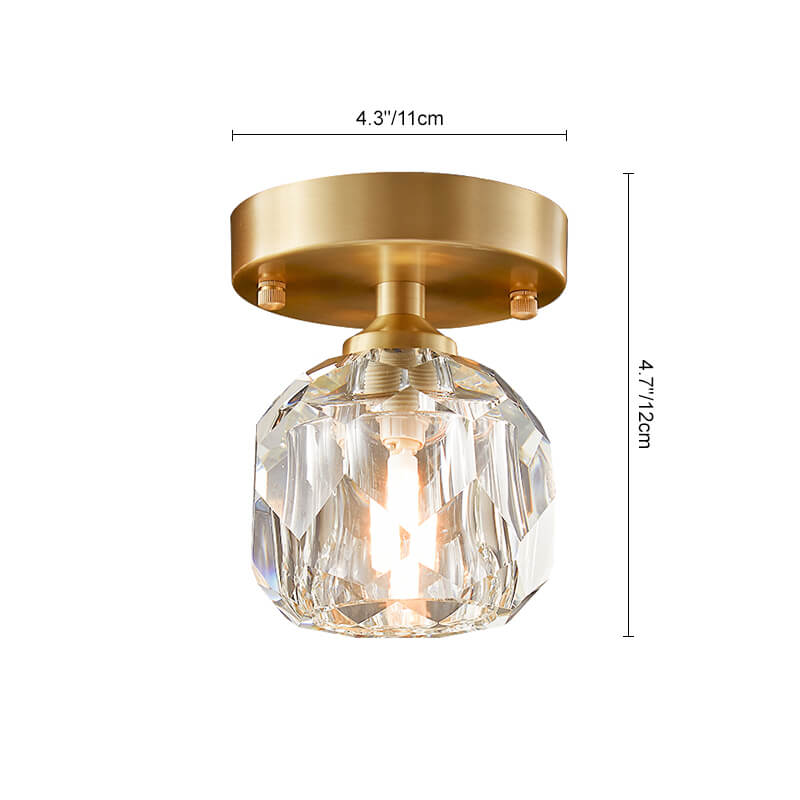Mid - Century Small Brass Flush Mount Ceiling Light - LightfixturesUAE