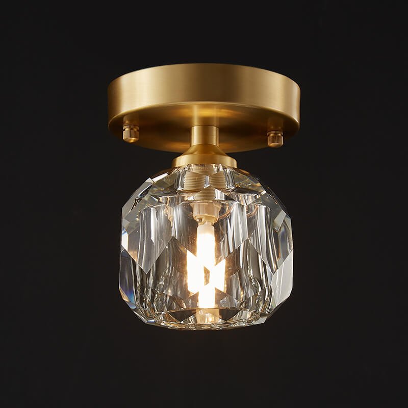 Mid - Century Small Brass Flush Mount Ceiling Light - LightfixturesUAE