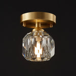 Mid - Century Small Brass Flush Mount Ceiling Light - LightfixturesUAE