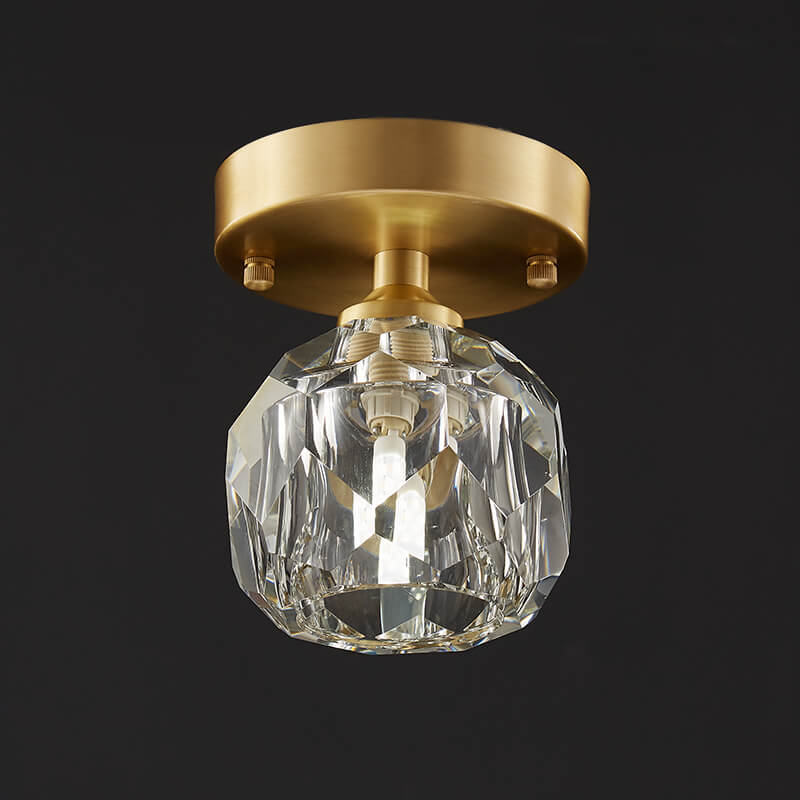 Mid - Century Small Brass Flush Mount Ceiling Light - LightfixturesUAE