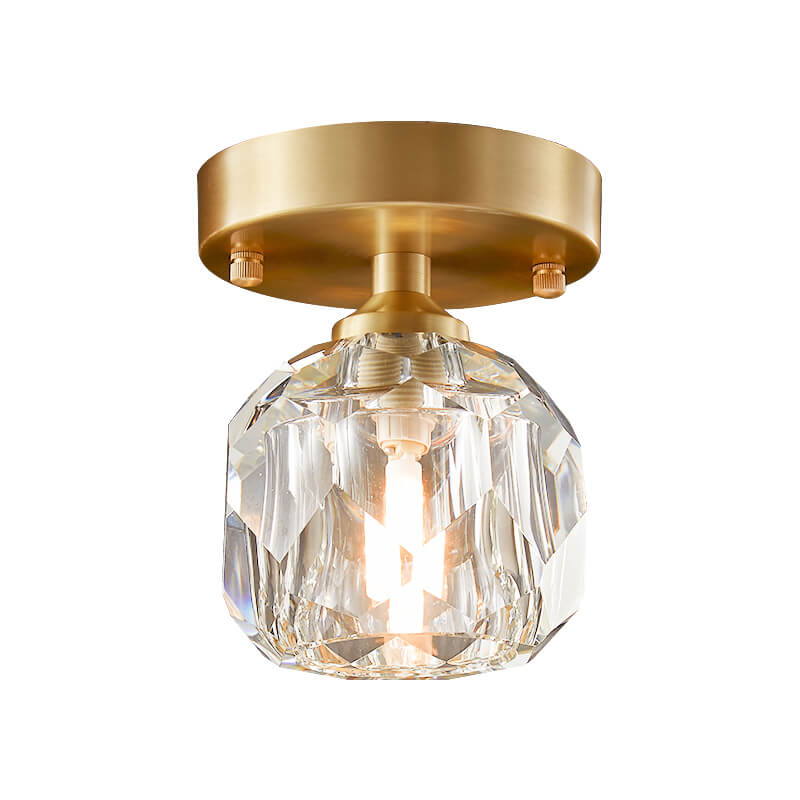Mid - Century Small Brass Flush Mount Ceiling Light - LightfixturesUAE