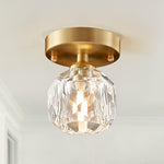 Mid - Century Small Brass Flush Mount Ceiling Light - LightfixturesUAE
