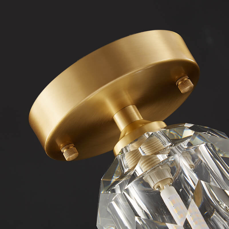 Mid - Century Small Brass Flush Mount Ceiling Light - LightfixturesUAE