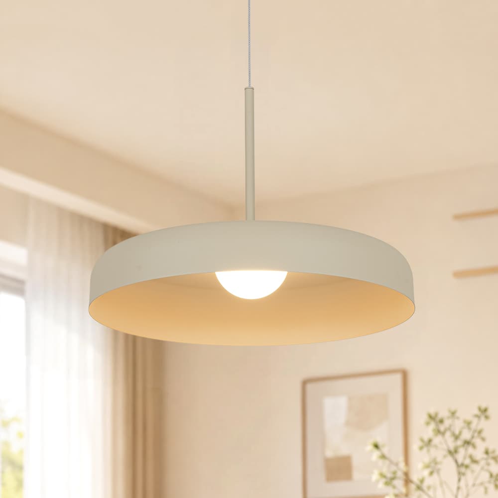 Minimalist 1 - Light Downward Shallow Pan - Shaped LED Pendant - LightfixturesUAE