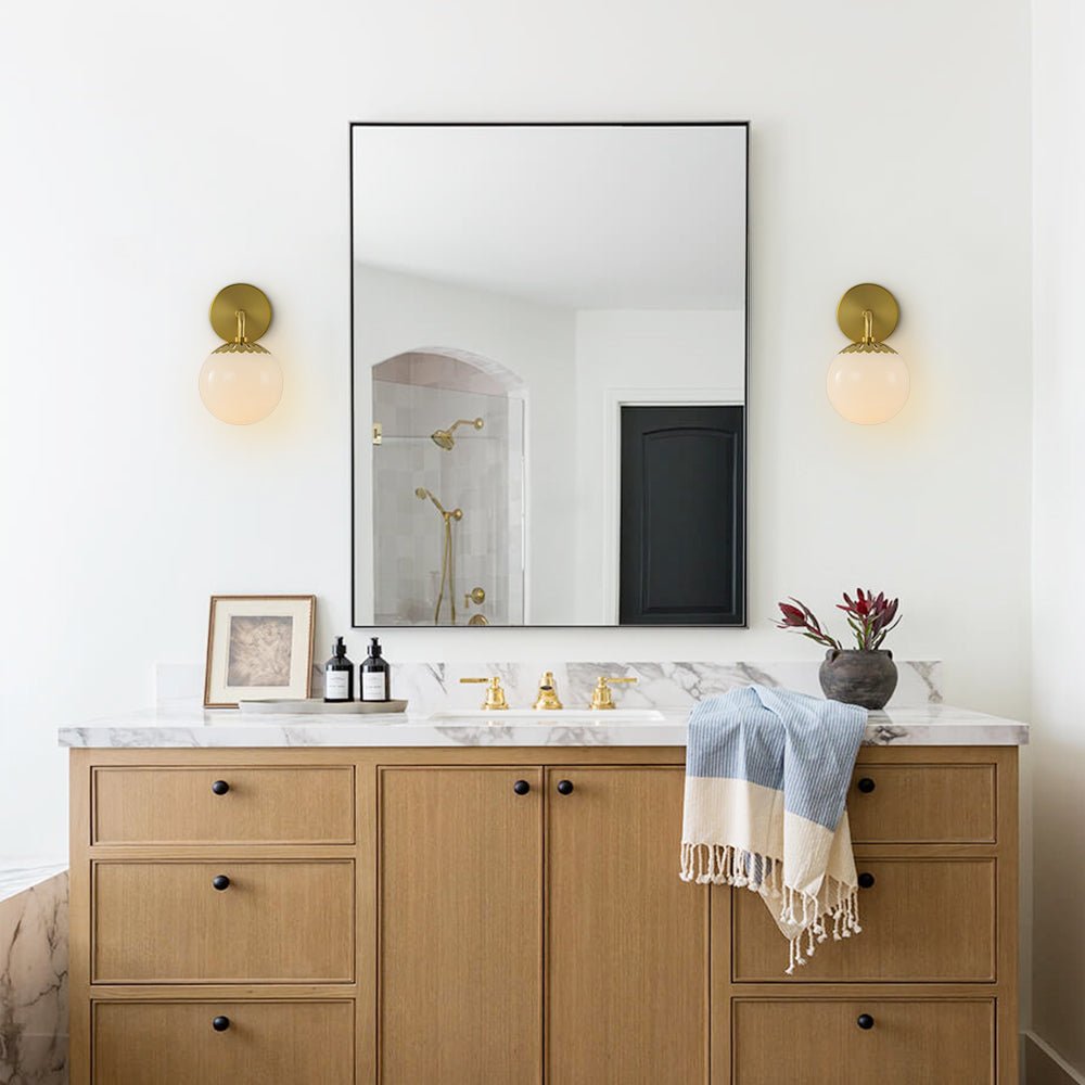 Minimalist Opal Glass Globe Wall Sconce - LightfixturesUAE