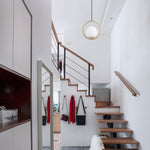 Modern 1 - Light Brass Circle Ring Glass Globe Pendant Light - LightfixturesUAE