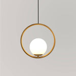 Modern 1 - Light Brass Circle Ring Glass Globe Pendant Light - LightfixturesUAE