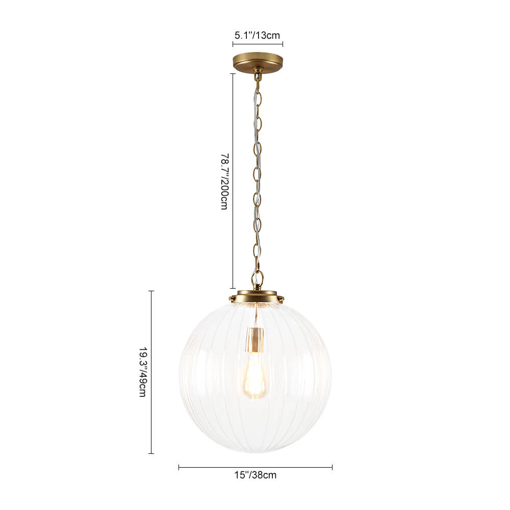 Modern 1 - Light Clear Stripe Glass Sphere Pendant Light - LightfixturesUAE