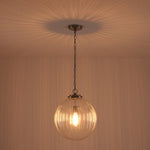 Modern 1 - Light Clear Stripe Glass Sphere Pendant Light - LightfixturesUAE