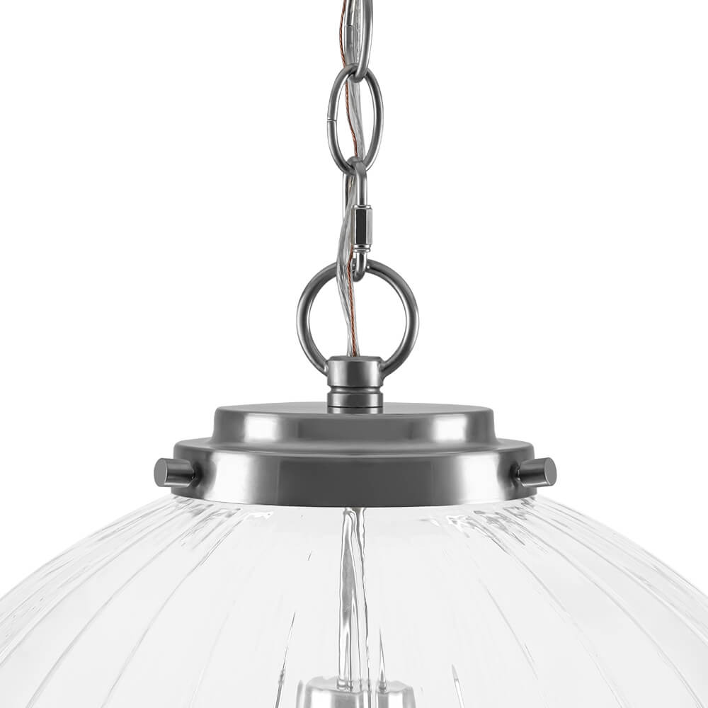 Modern 1 - Light Clear Stripe Glass Sphere Pendant Light - LightfixturesUAE