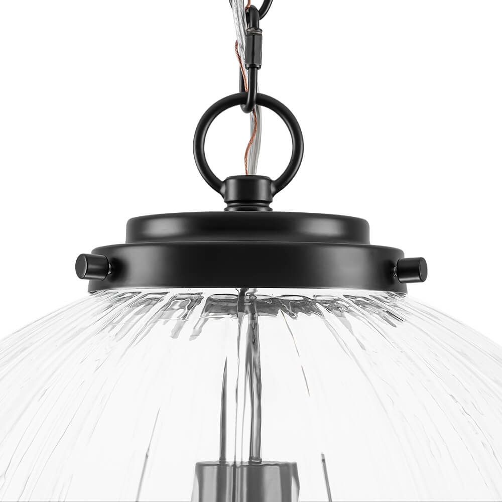 Modern 1 - Light Clear Stripe Glass Sphere Pendant Light - LightfixturesUAE