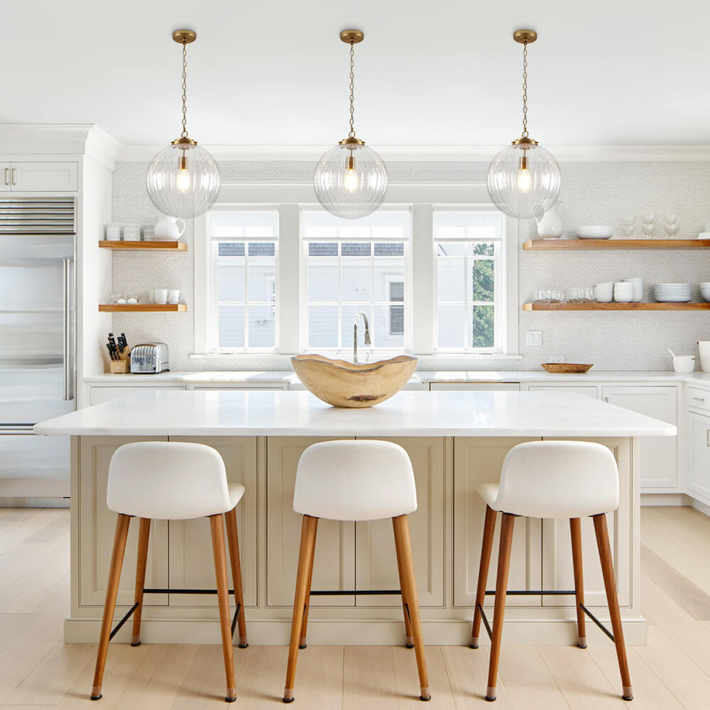 Modern 1 - Light Clear Stripe Glass Sphere Pendant Light - LightfixturesUAE