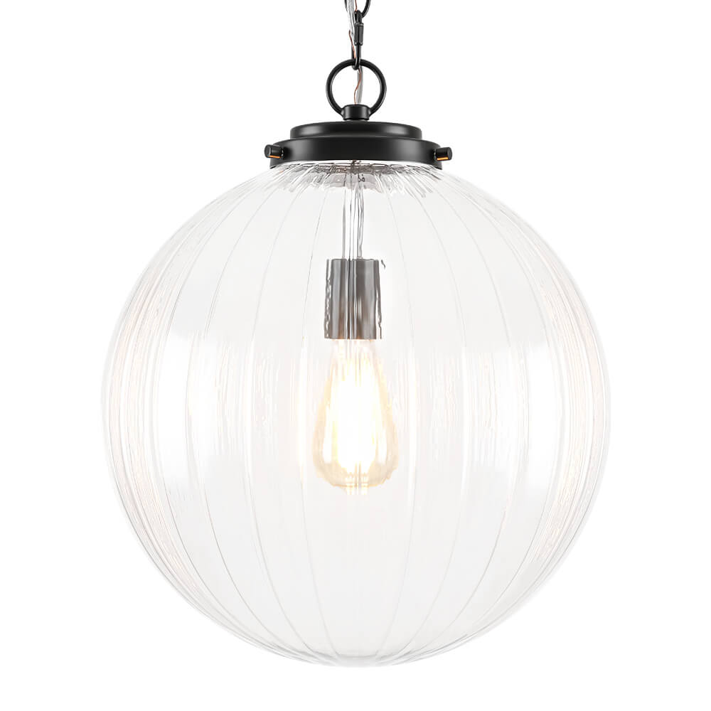 Modern 1 - Light Clear Stripe Glass Sphere Pendant Light - LightfixturesUAE