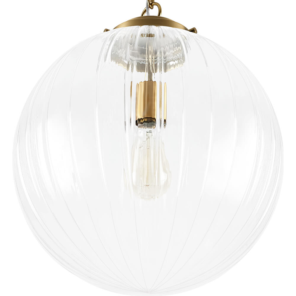 Modern 1 - Light Clear Stripe Glass Sphere Pendant Light - LightfixturesUAE