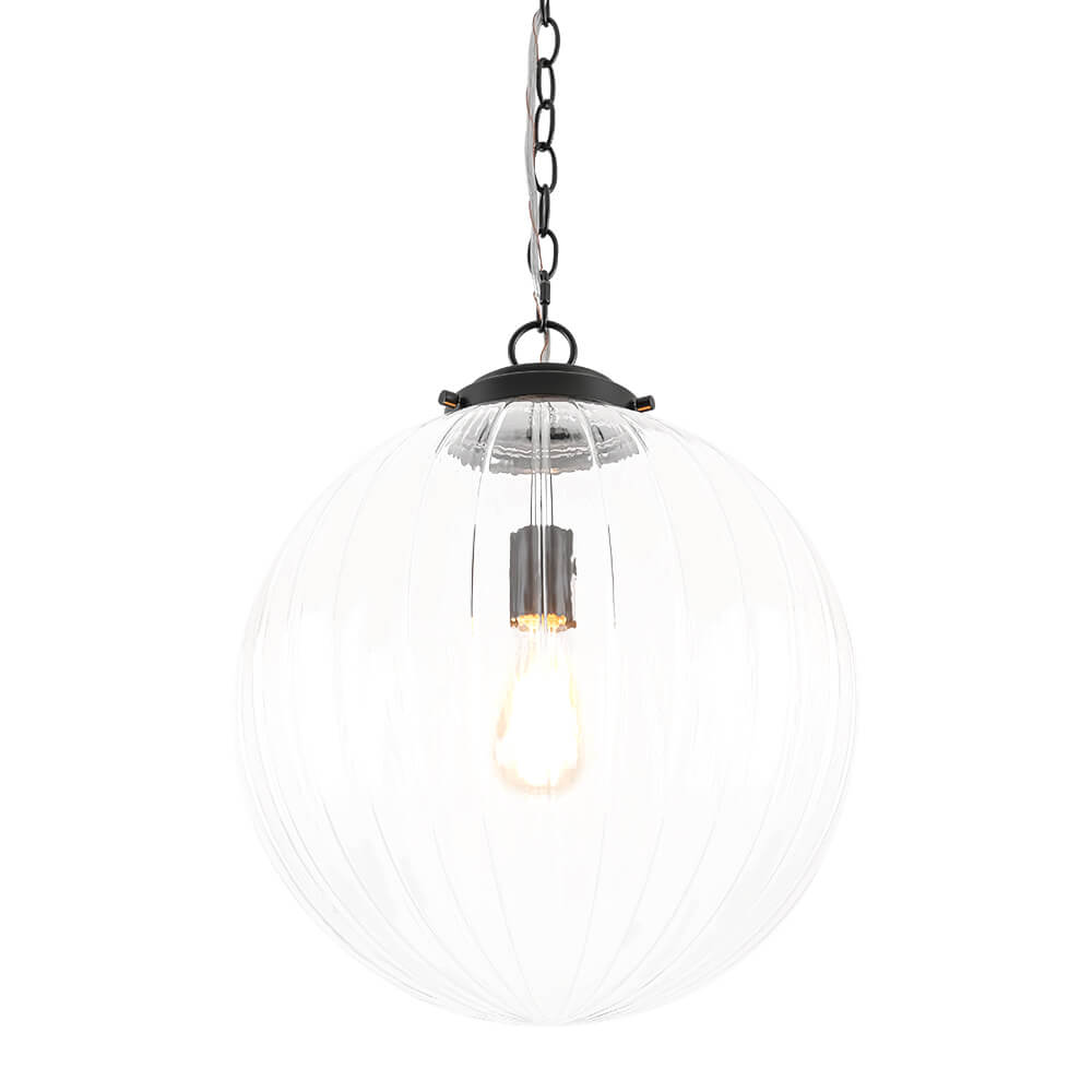 Modern 1 - Light Clear Stripe Glass Sphere Pendant Light - LightfixturesUAE