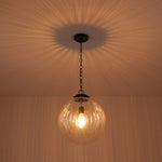 Modern 1 - Light Clear Stripe Glass Sphere Pendant Light - LightfixturesUAE