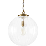 Modern 1 - Light Clear Stripe Glass Sphere Pendant Light - LightfixturesUAE