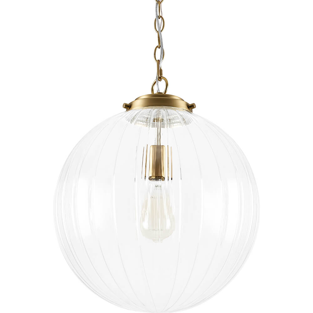 Modern 1 - Light Clear Stripe Glass Sphere Pendant Light - LightfixturesUAE