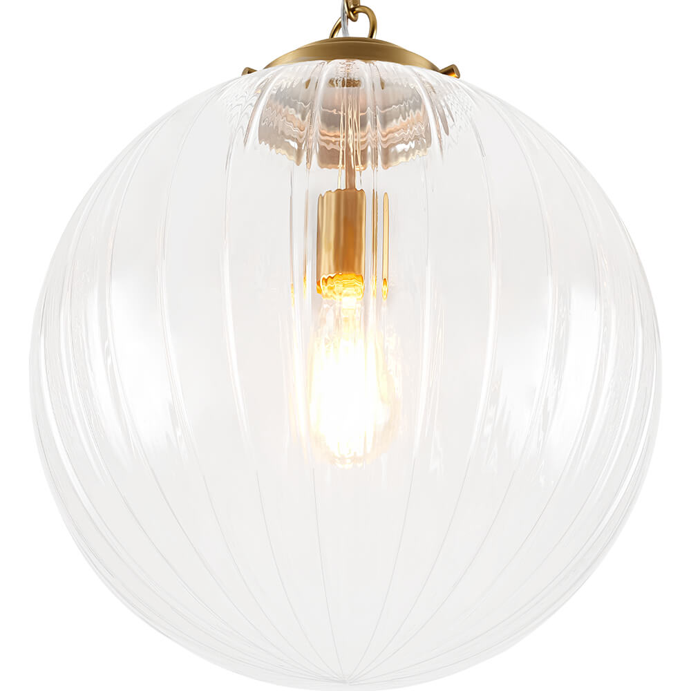 Modern 1 - Light Clear Stripe Glass Sphere Pendant Light - LightfixturesUAE