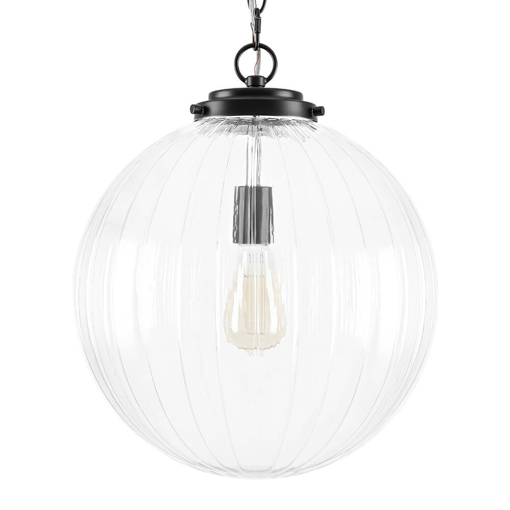 Modern 1 - Light Clear Stripe Glass Sphere Pendant Light - LightfixturesUAE