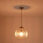 Modern 1 - Light Clear Stripe Glass Sphere Pendant Light - LightfixturesUAE
