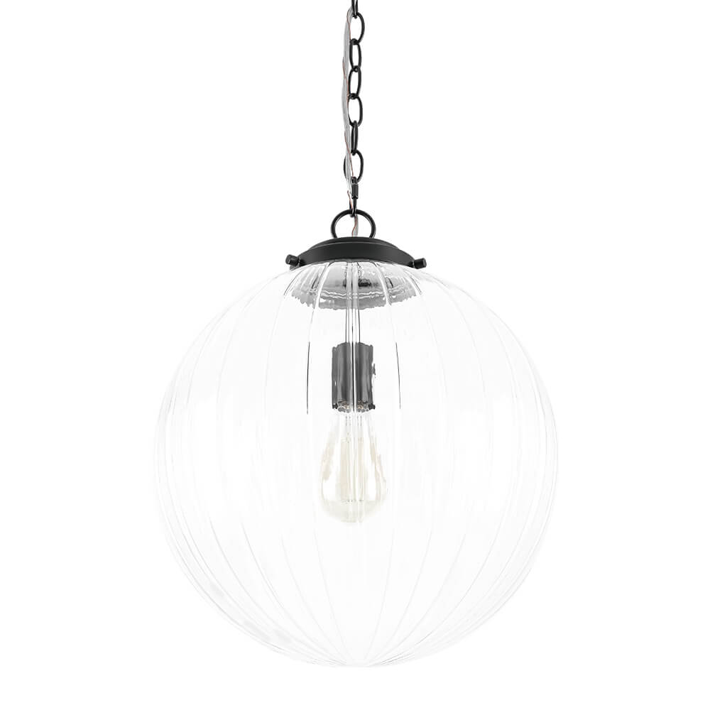 Modern 1 - Light Clear Stripe Glass Sphere Pendant Light - LightfixturesUAE