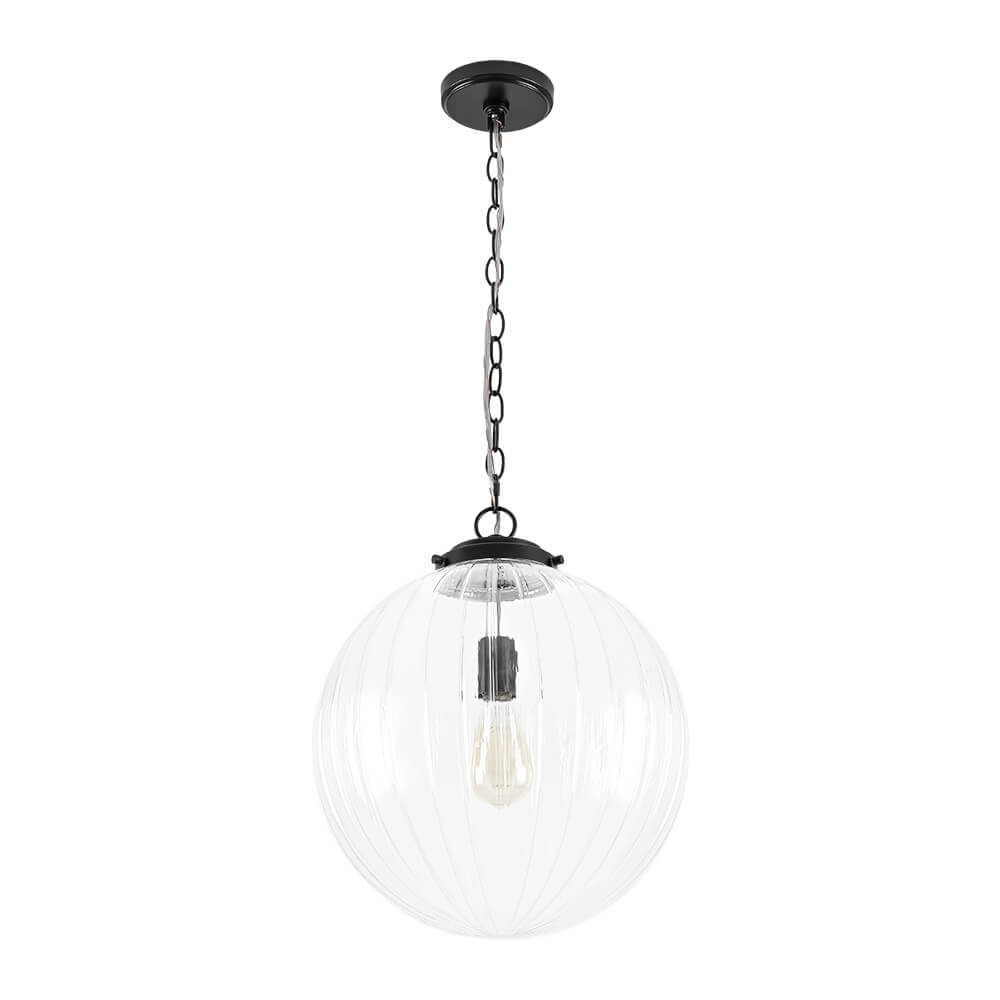 Modern 1 - Light Clear Stripe Glass Sphere Pendant Light - LightfixturesUAE