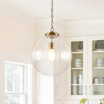 Modern 1 - Light Clear Stripe Glass Sphere Pendant Light - LightfixturesUAE