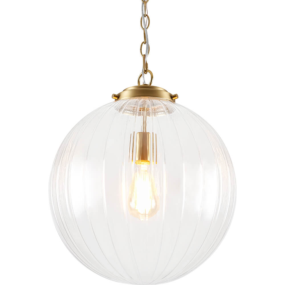 Modern 1 - Light Clear Stripe Glass Sphere Pendant Light - LightfixturesUAE