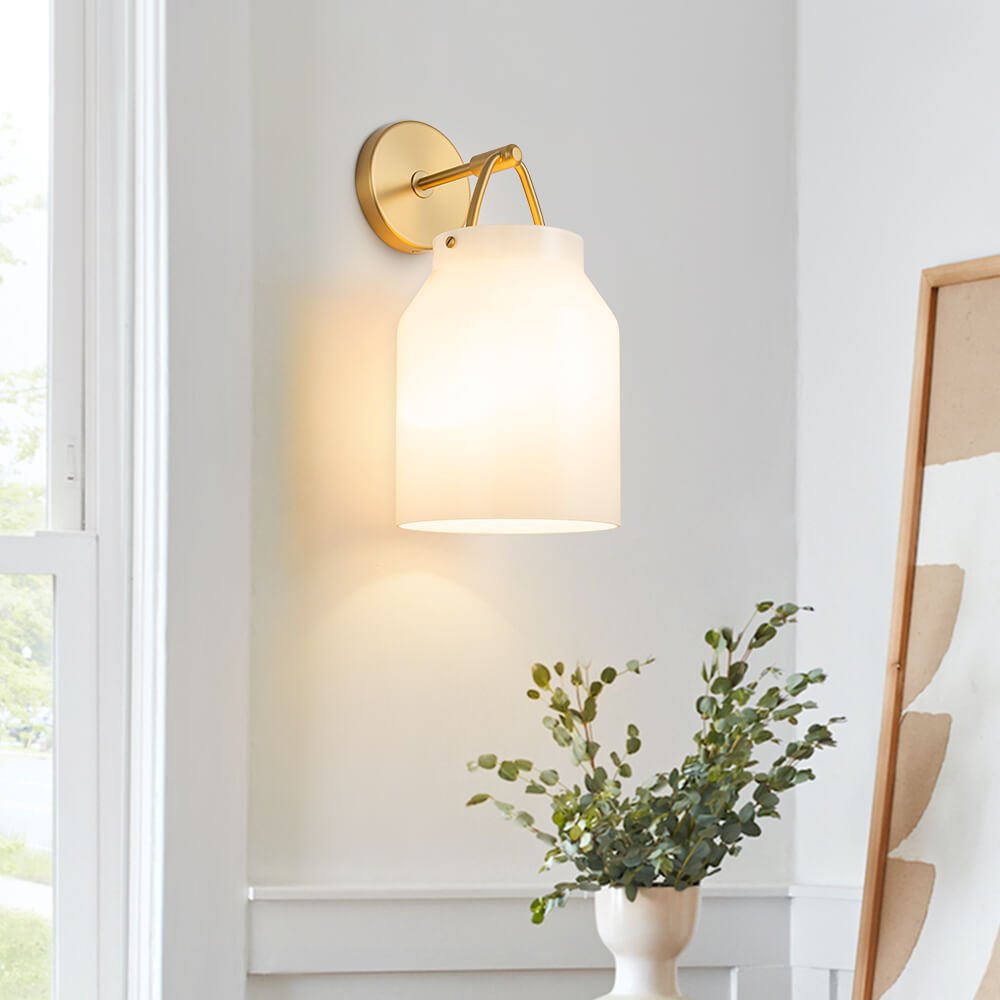 Modern 1 - Light Gold Finish Metal Glass Wall Sconce - LightfixturesUAE
